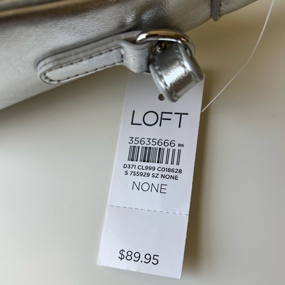 LOFT Metallic Crescent Crossbody Bag | Silver | NWT - Picture 11 of 13